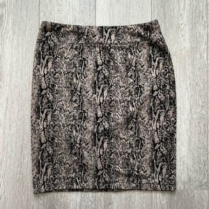 STYLE & CO Snakeskin Brown + Black "Comfort Waist" Stretch Skirt Size Small